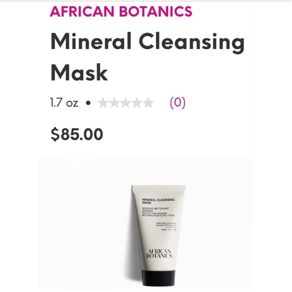 African Botanics Mineral Clay Cleansing Mask NWT